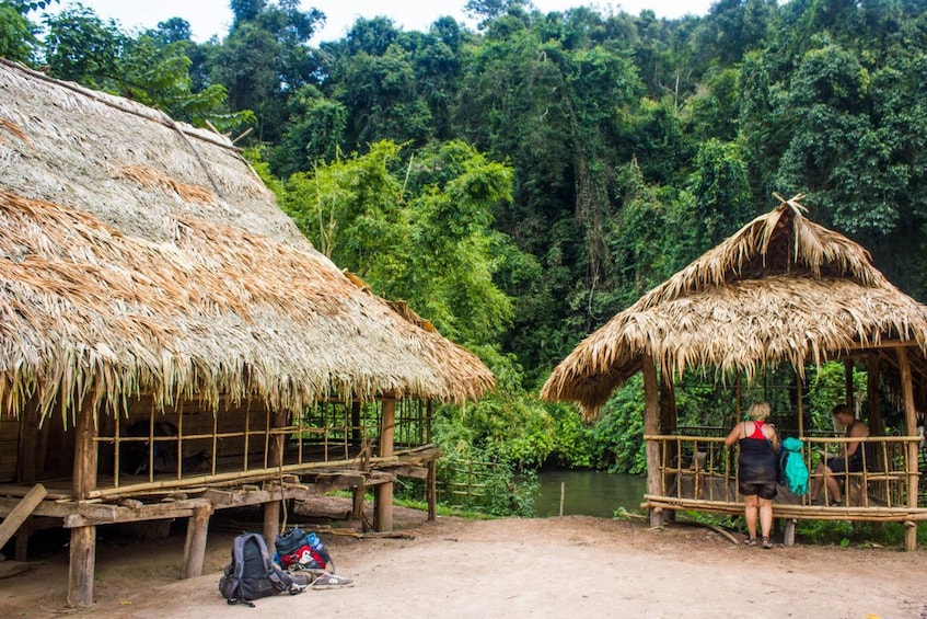 Tourists visiting the Lao Leum village