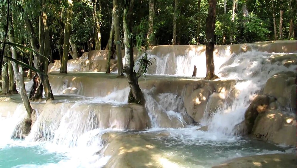 Beautiful view of the Tad Sae Waterfall