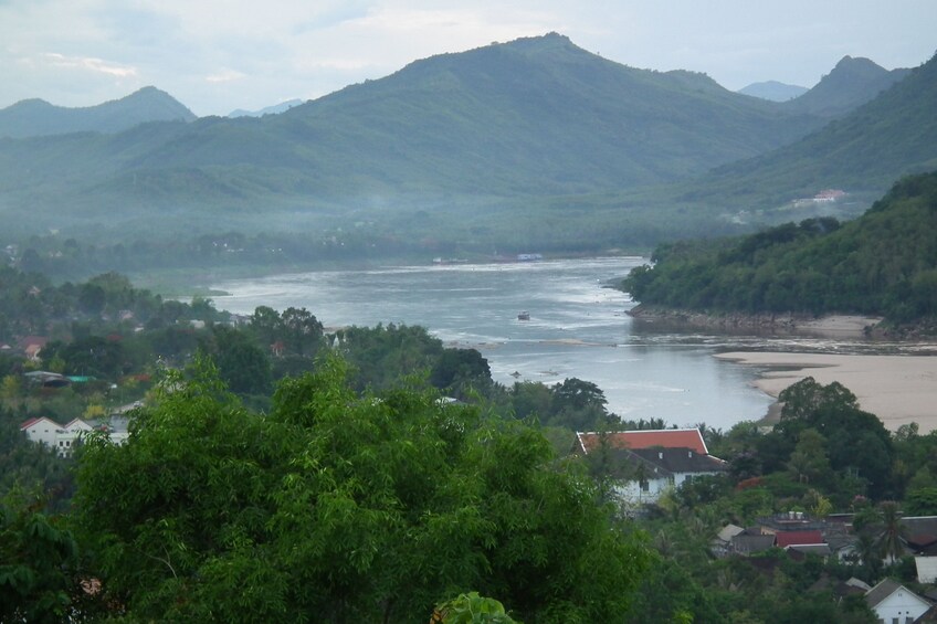 Aerial view of Nam Khan River in Laos