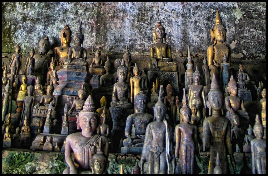 Buddha statues at Pak Ou Caves in Laos