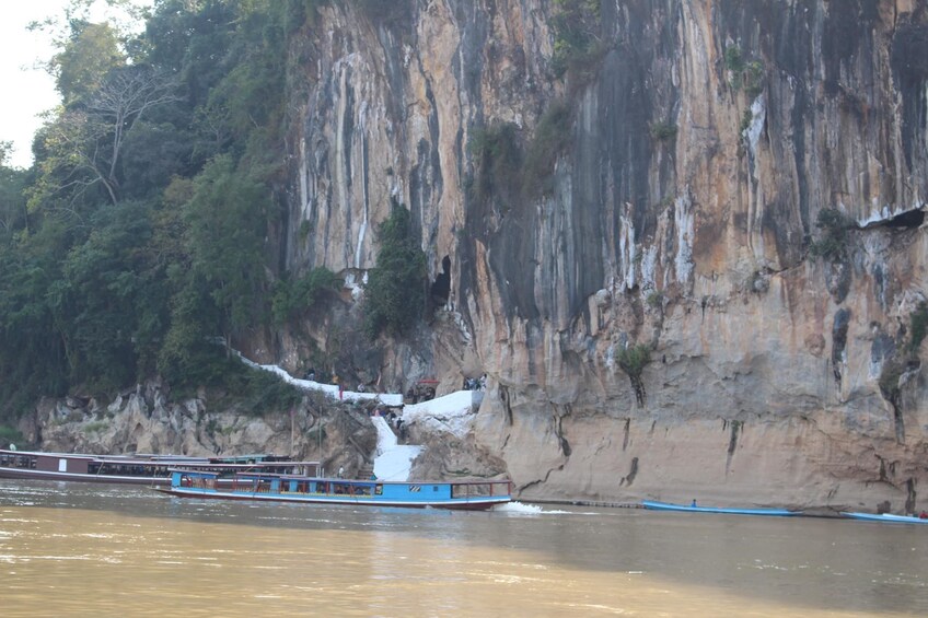 Cliff face and water near Pak Ou Caves in Laos