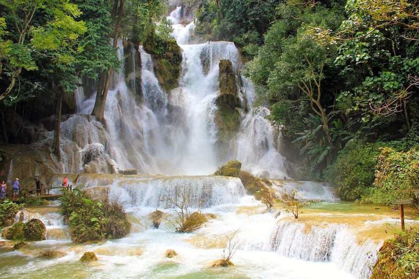 Large Kuang Si Waterfall in Luang Prabang, Laos