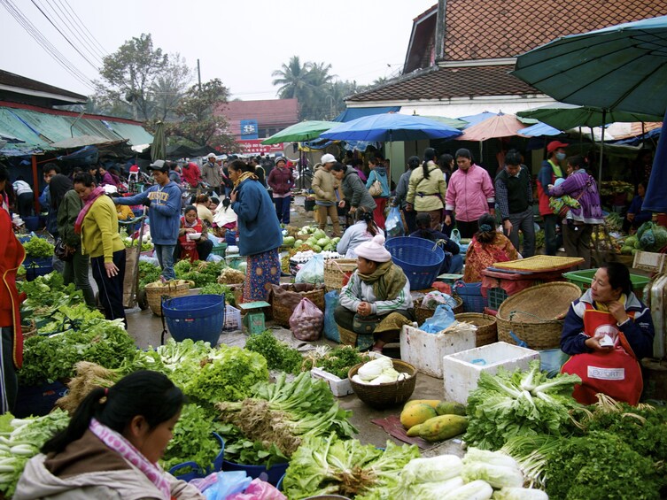 Bustling Luang Prabang morning market