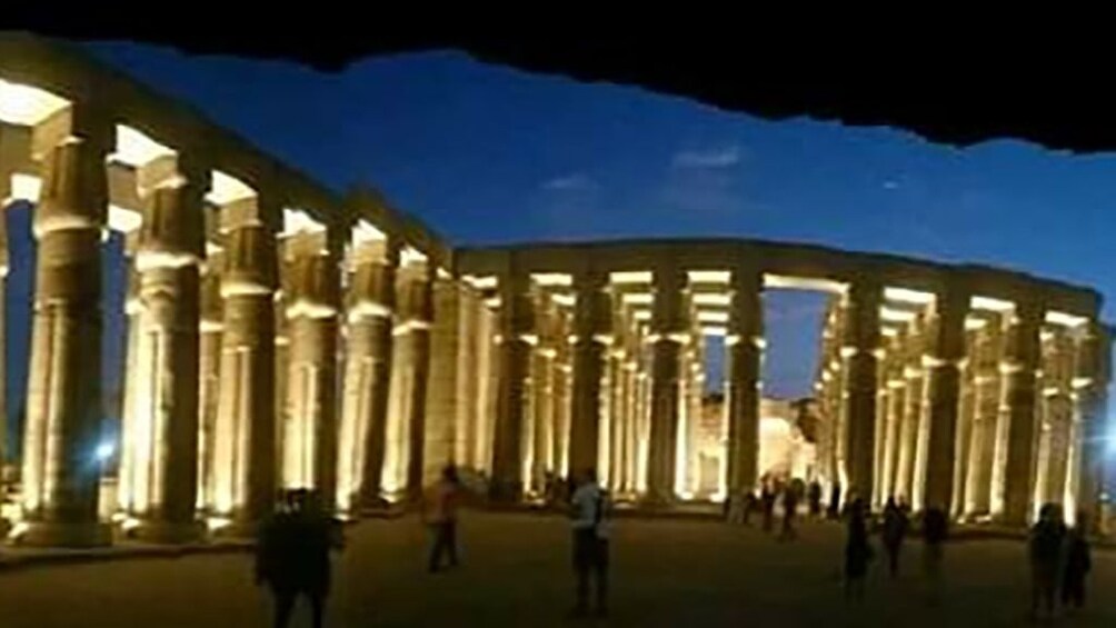 The columns of Luxor Temple at night