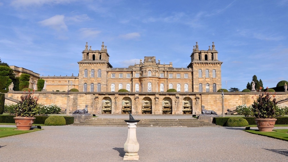 Landscape view in front of the Blenheim Palace in England 
