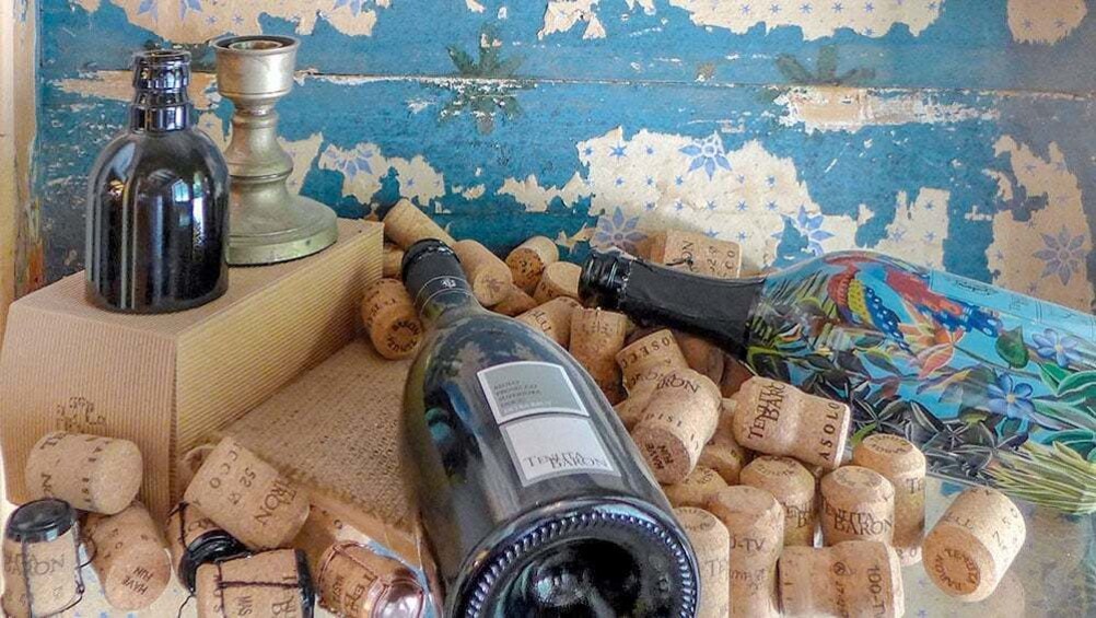 Wine bottles and corks at Tenuta Baron