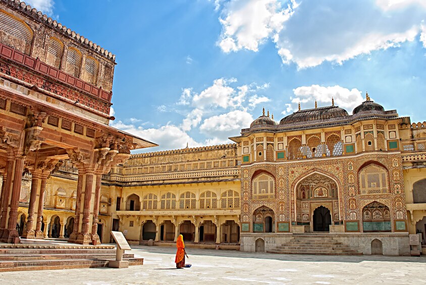 Interior courtyard and buildings of Amber Fort