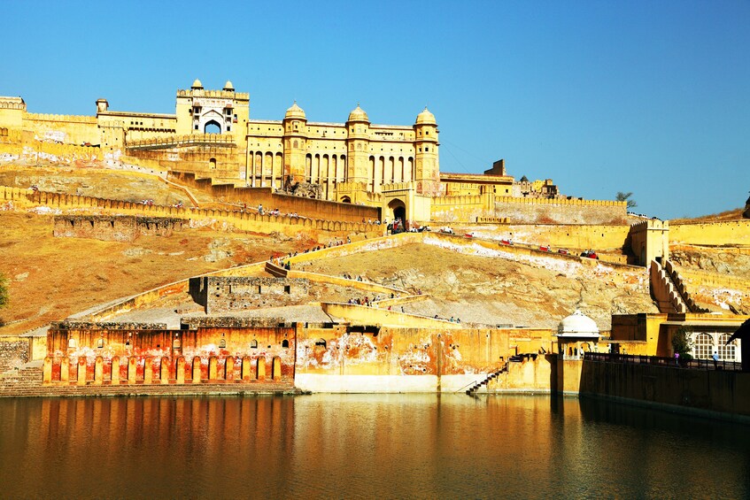 View of Amber Fort from the water