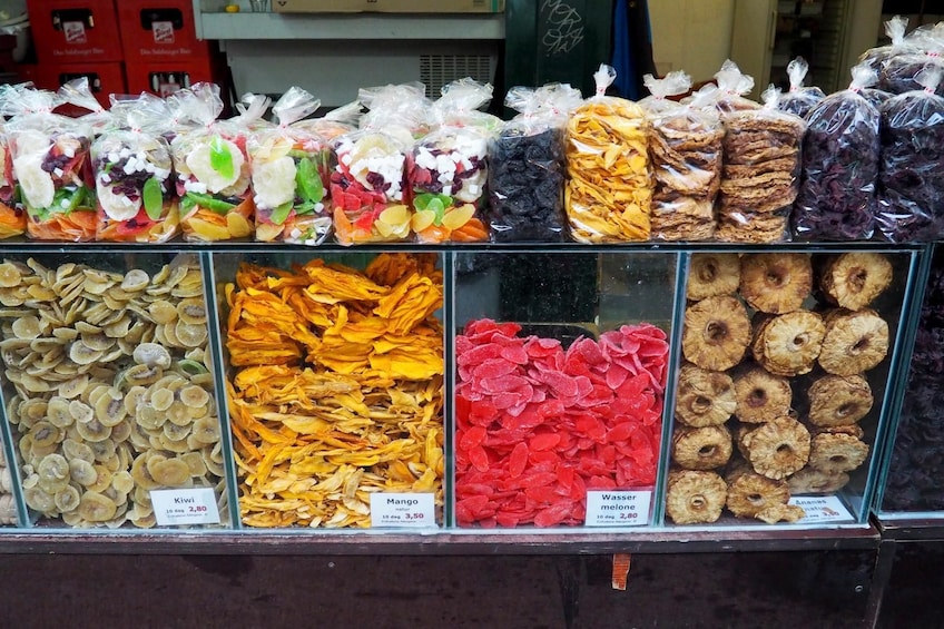 Show item 1 of 4. Display of dried fruit and candy in Vienna, Austria
