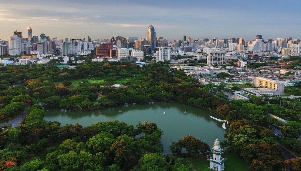 Aerial view of Lumphini Park in Bangkok, Thailand