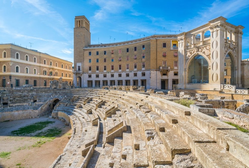 Seats of Roman Amphitheater in Lecce, Italy