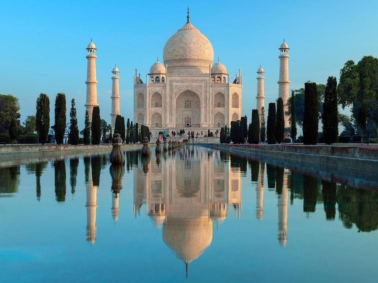 Taj Mahal and its reflection in a pool