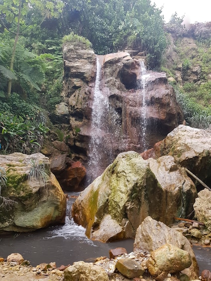 Waterfall and rock formations on St. Lucia