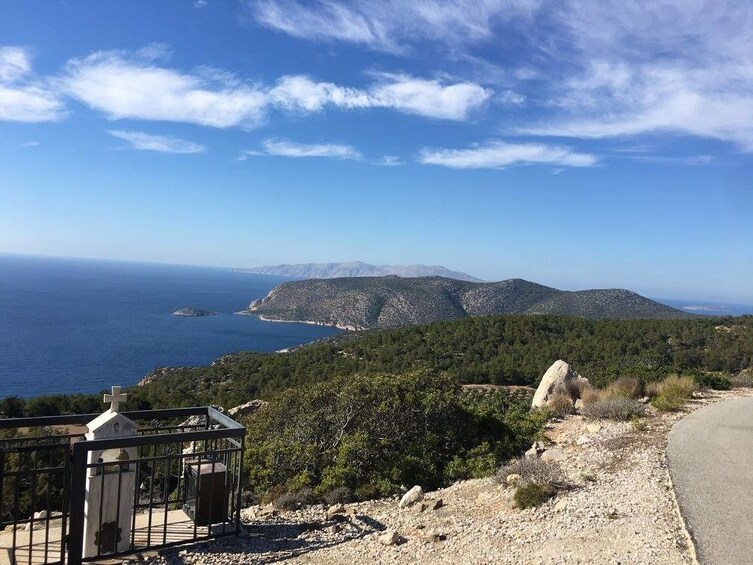 View from road of Rhodes coastline on a sunny day