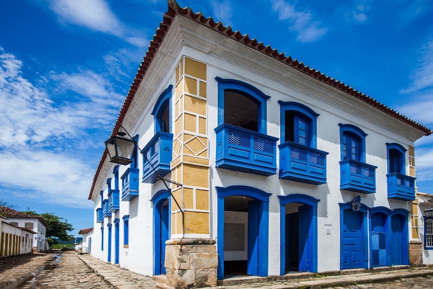 Blue and white building in Rio de Janeiro