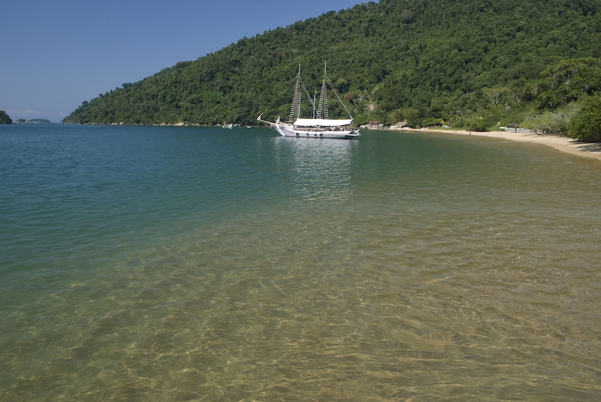 Boat on the water near Paraty, Brazil