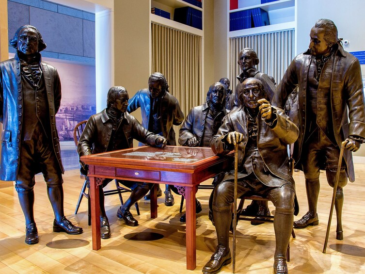 Statues of the founding fathers at the National Constitution Center in Philadelphia,