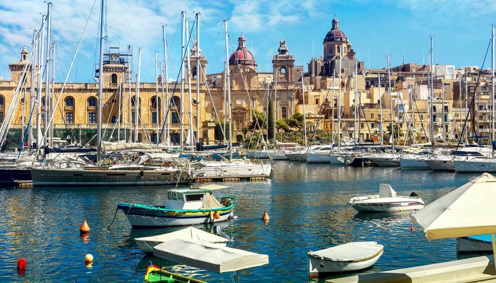 Sunny day view of Valletta, a city in Malta 