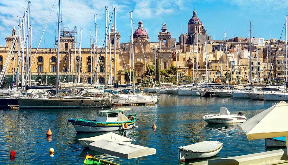 Sunny day view of Valletta, a city in Malta