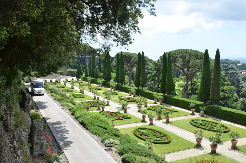 Panoramic view of the gardens of the Palace of Castel Gandolfo