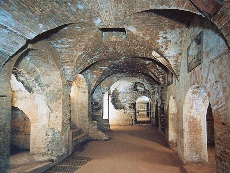 Hallways of crypt in Rome, Italy