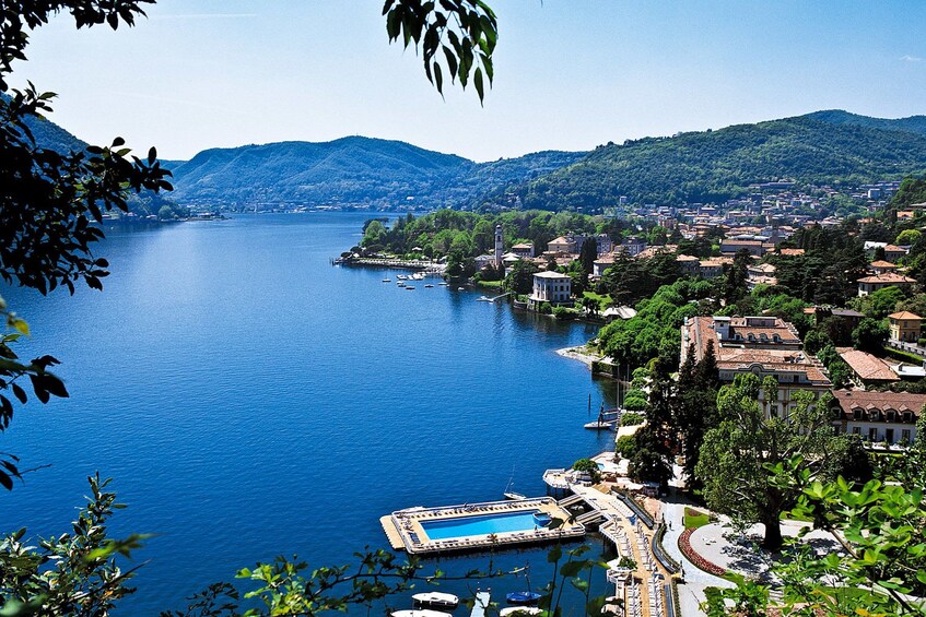 Aerial view of Lake Como on a sunny day