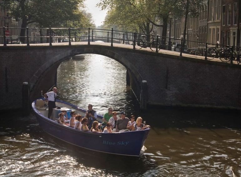 Boat in canal in Amsterdam