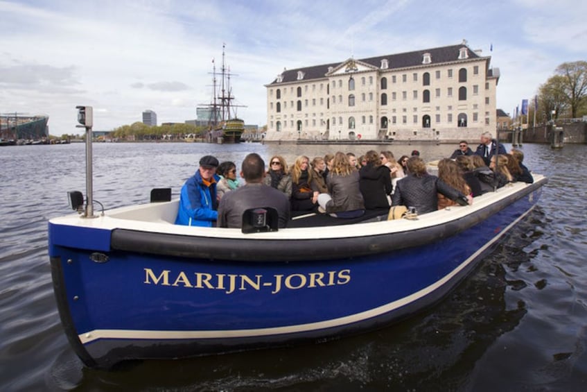 Small boat on the canals of Amsterdam