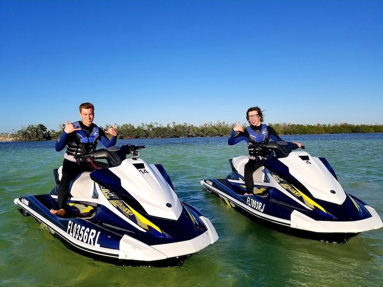 Two guests on a jetski tour in Key West 