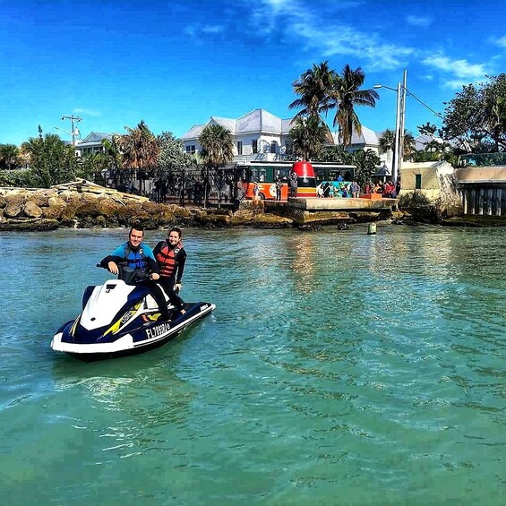 Couple jetski tour in Key West on a sunny day 