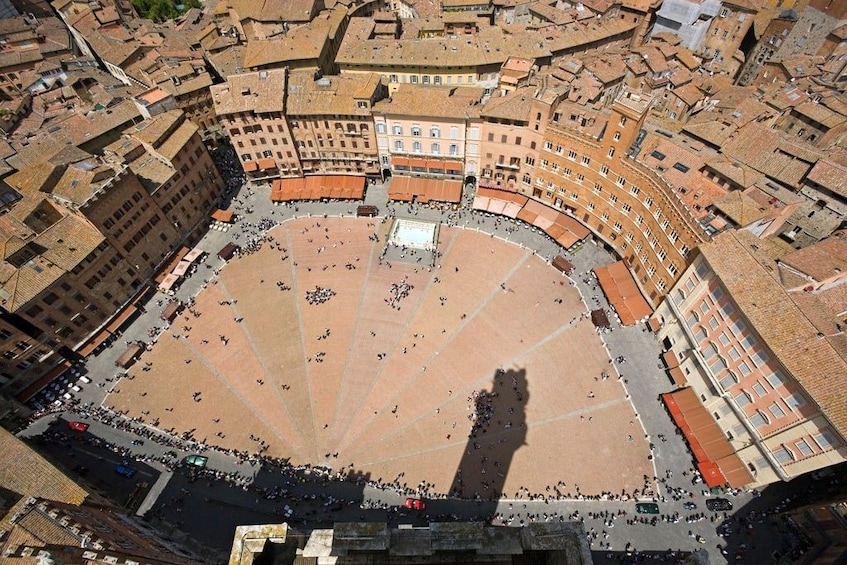 Aerial view of Piazza del Campo in Siena, Italy