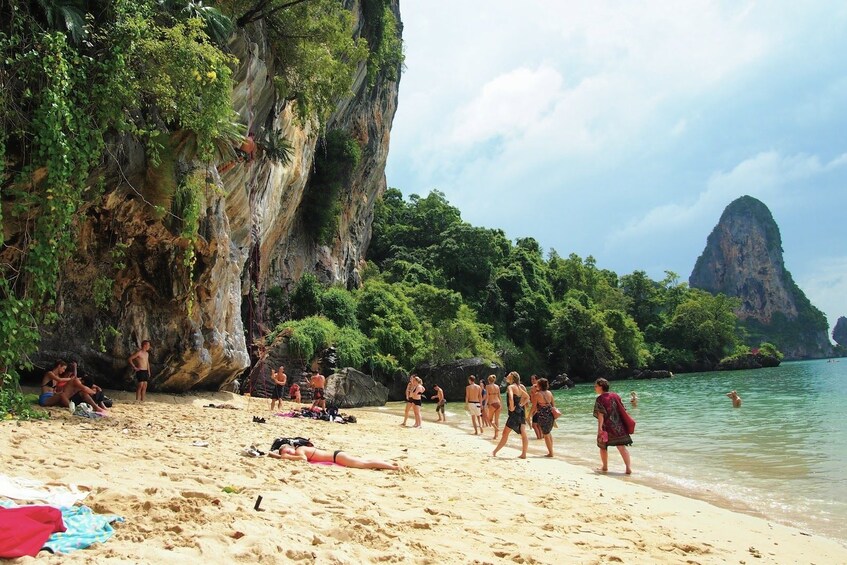 Group walking to the Rock Climbing Course at Railay Beach