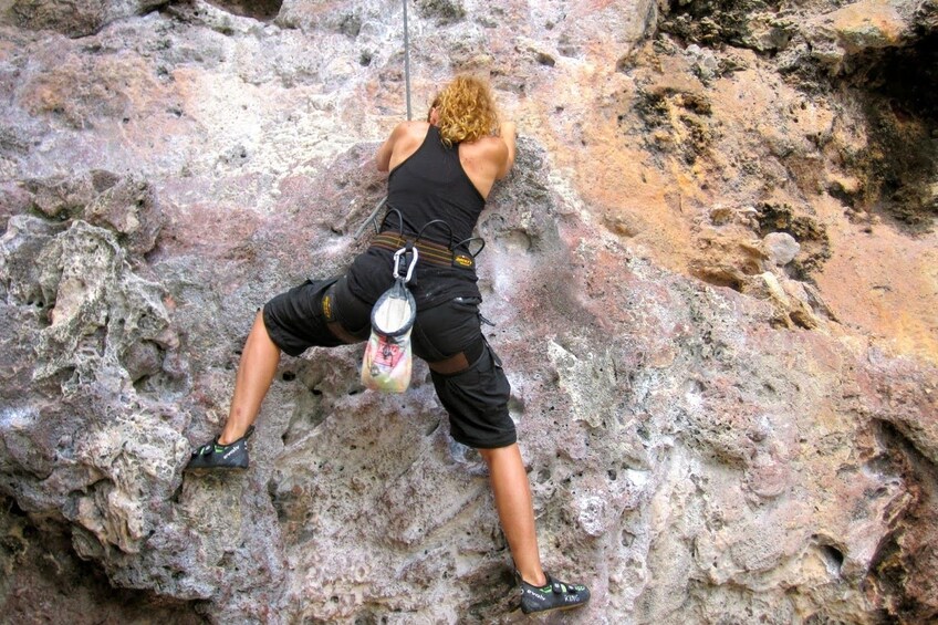 Woman on a Rock Climbing Course at Railay Beach