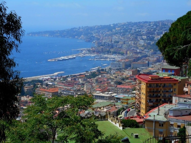 View of Amalfi Coastal town and water