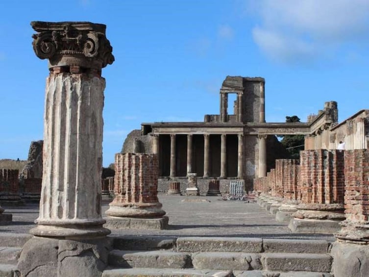 Large column ruins in Pompeii