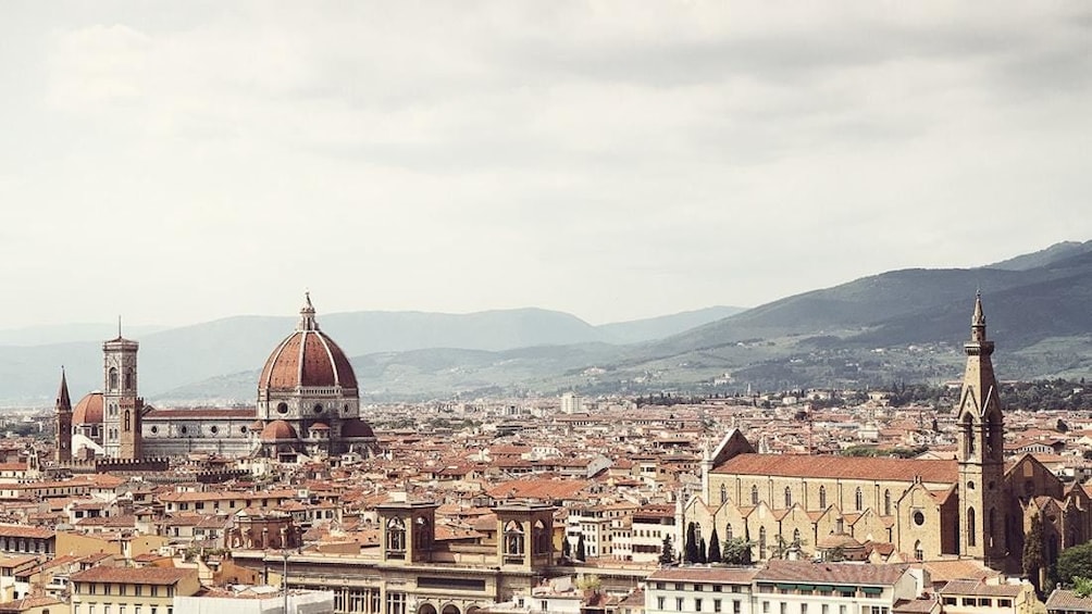 Panoramic view of Florence with on a cloudy day