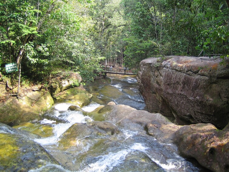 View down gentle waterfall in Presidente Figueiredo, Brazil