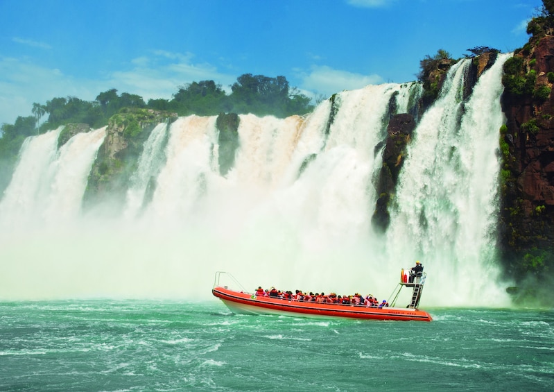 Brazilian Falls With Macuco Safari Boat