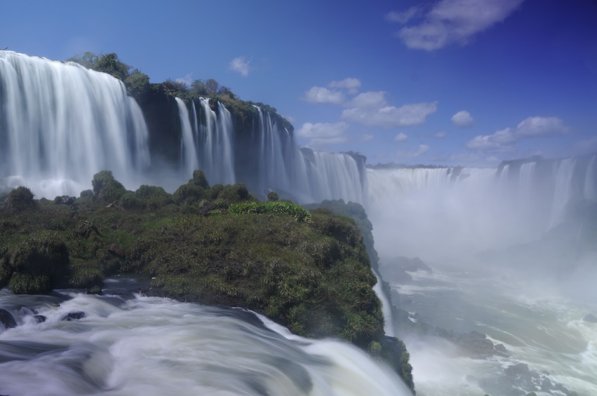 Brazilian Falls With Macuco Safari Boat