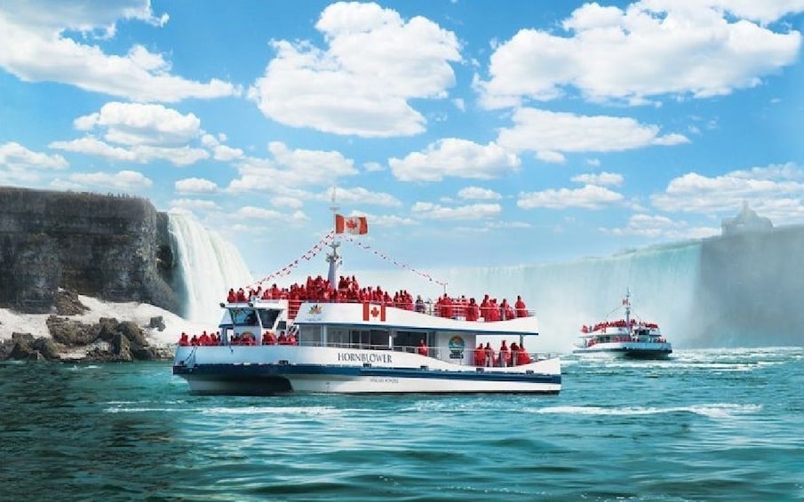 Hornblower cruise ship at Niagara Falls on a sunny day