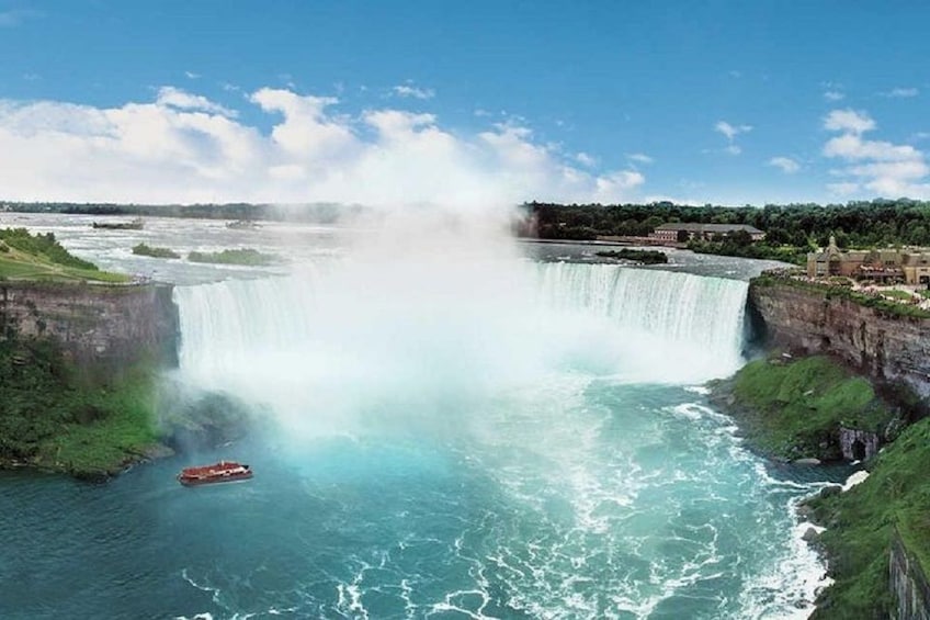 Panoramic view of Niagara Falls on a sunny day