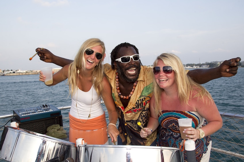 Friends pose on boat in Key West