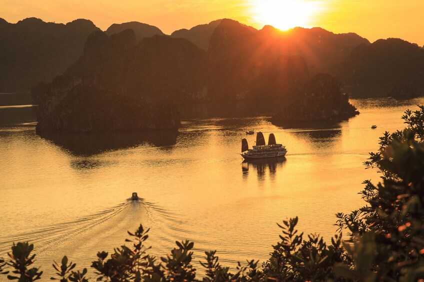 Sun rising over Halong Bay
