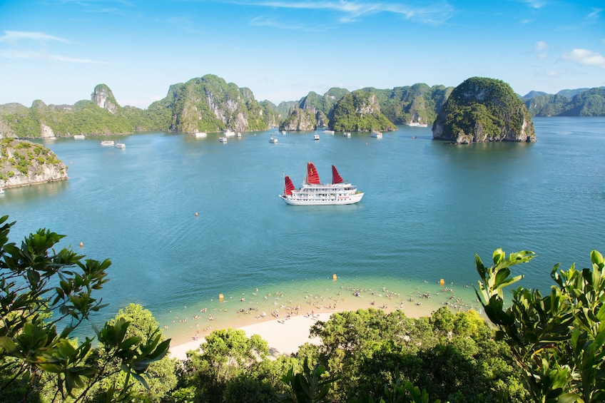 Panoramic view of Carina cruise ship in Halong Bay