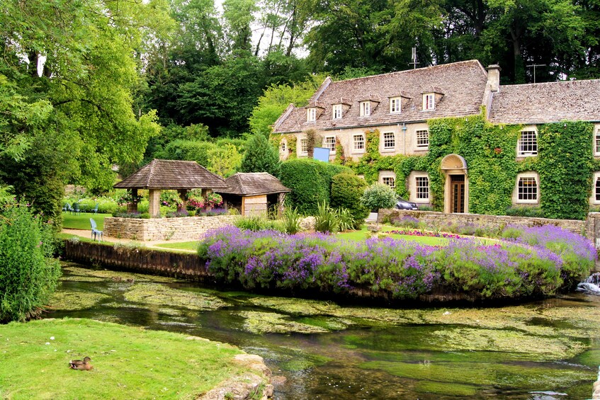 Garden in the Cotswold village of Bibury, England