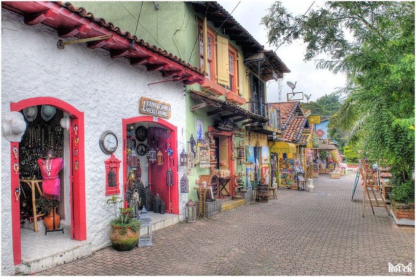 Colorful storefronts in Embu das Artes, Brazil