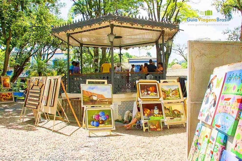 Paintings displayed a street in Embu das Artes, Brazil