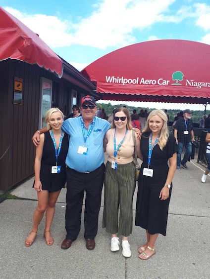 Tourists stand outside the Whirlpool Aero Car entrance at Niagara Falls