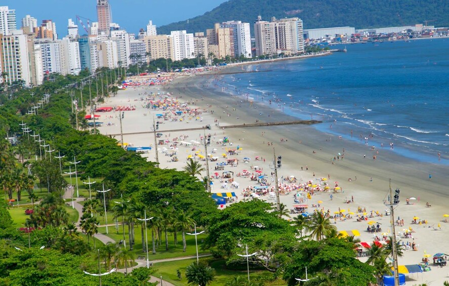 Aerial view of crowded Pernambuco Beach