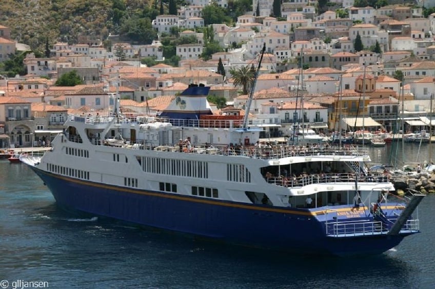 Cruise ship off the coast of Hydra, Greece